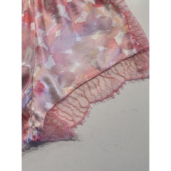 Naked Princess Women’s Silk Ella Romper Lingerie Pink Petal Print Silk Lace READ - Picture 3 of 11